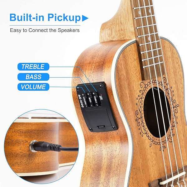 Tenor Ukulele, Acoustic Electric Ukelele 26 inch Uke Mahogany Ukulele Professional Set with Equalizer Starter Kit (Gig Bag, Picks, Straps, Strings, Cleaning Cloth, Getting Started Manual) by Vangoa - Image 3