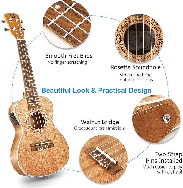 Tenor Ukulele, Acoustic Electric Ukelele 26 inch Uke Mahogany Ukulele Professional Set with Equalizer Starter Kit (Gig Bag, Picks, Straps, Strings, Cleaning Cloth, Getting Started Manual) by Vangoa - Image 5