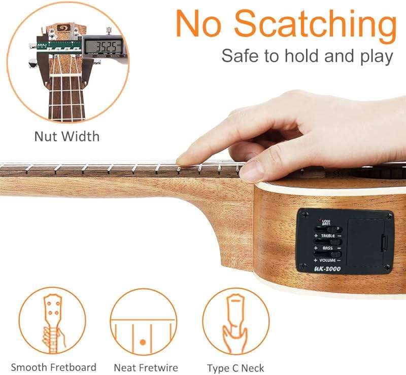 Tenor Ukulele, Acoustic Electric Ukelele 26 inch Uke Mahogany Ukulele Professional Set with Equalizer Starter Kit (Gig Bag, Picks, Straps, Strings, Cleaning Cloth, Getting Started Manual) by Vangoa - Image 7