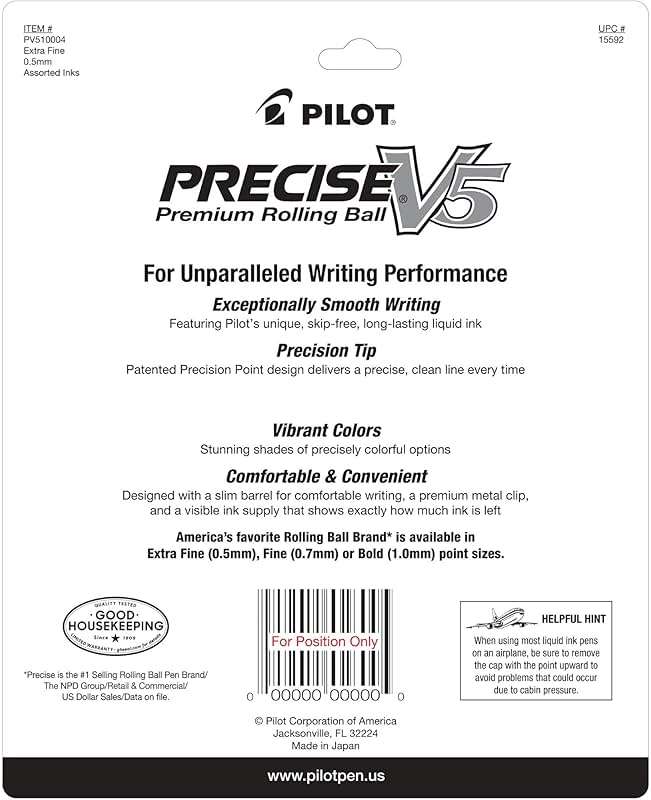 PILOT Precise V5 Rolling Ball Pen Extra Fine Point 0.5mm, 5 Black and 5 Blue Liquid Ink Rollerball Pens. pack of 10 - Image 6