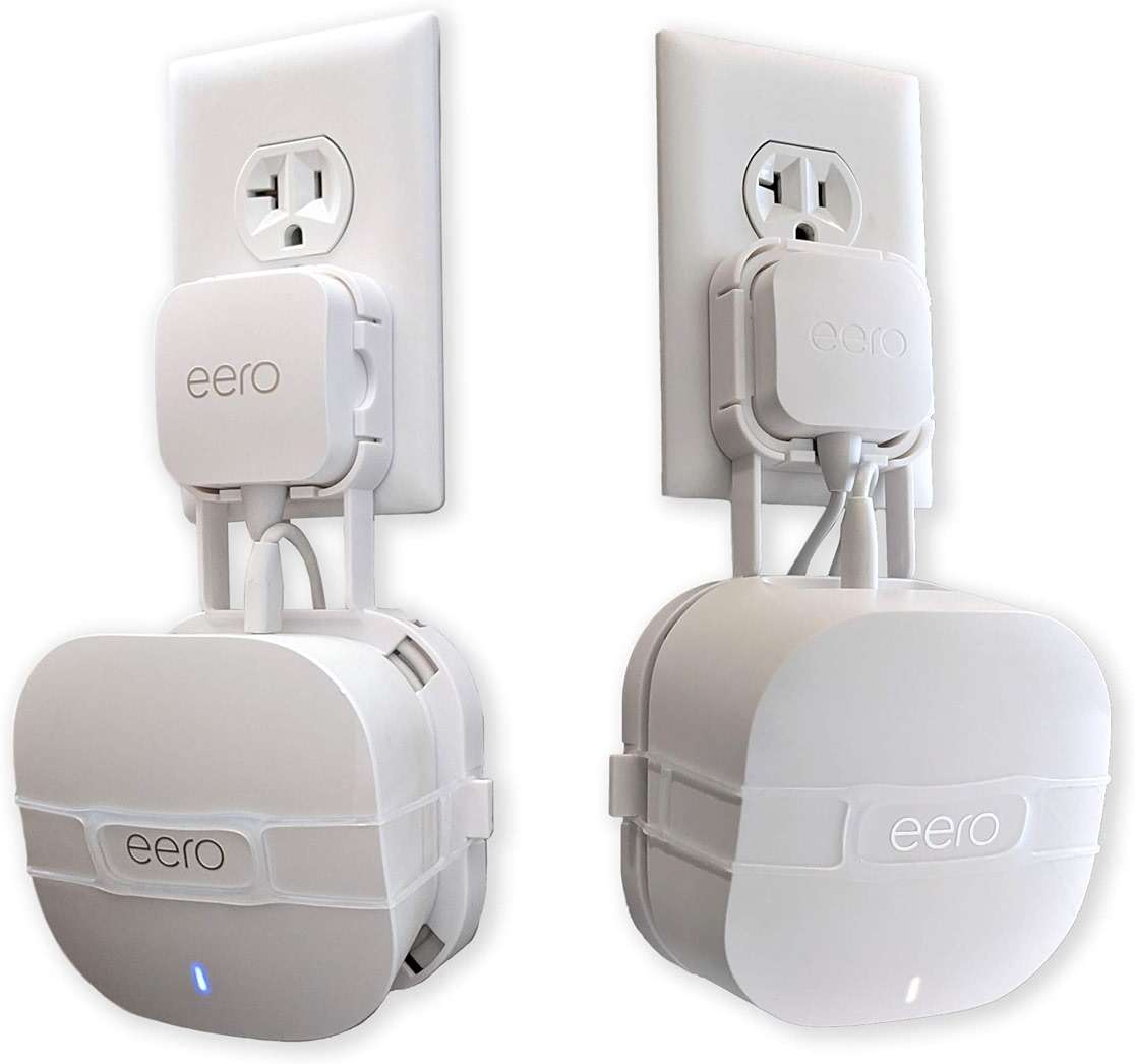 The Eero Genie for eero 6, 6+, and Mesh Wi-Fi: Wall Mount Outlet Holder Stand | Lowest Profile | Open Access | Multiple Install Options | Horizontal Outlets | Design Winner! (1-Pack) - Image 1