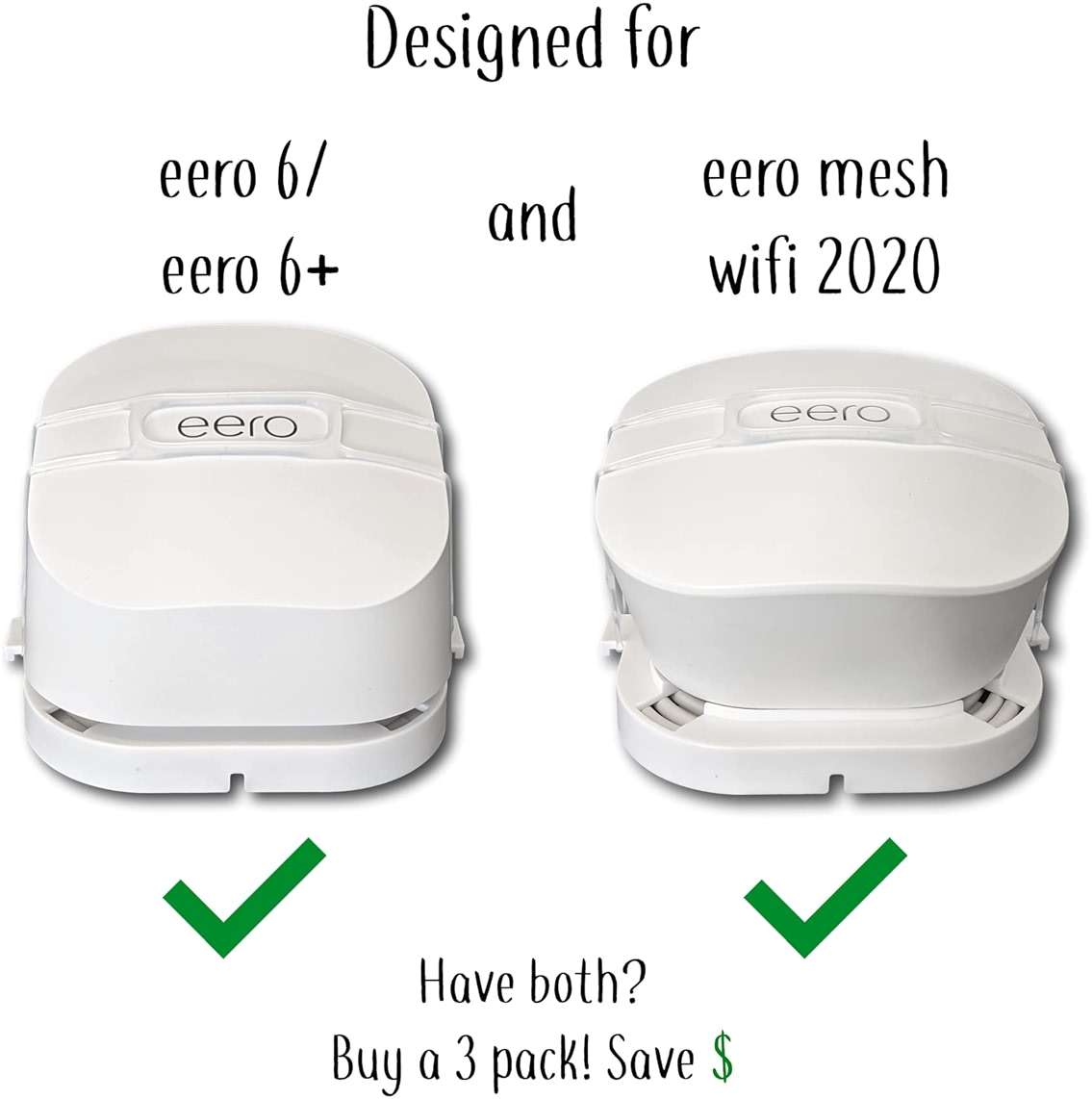 The Eero Genie for eero 6, 6+, and Mesh Wi-Fi: Wall Mount Outlet Holder Stand | Lowest Profile | Open Access | Multiple Install Options | Horizontal Outlets | Design Winner! (1-Pack) - Image 3