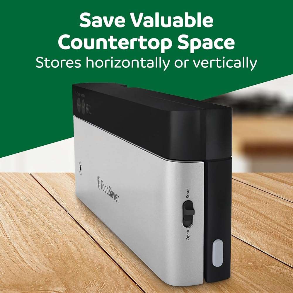 FoodSaver PowerVac Compact Vacuum Sealing Machine Stainless Steel & Black Vertical Storage VS0150 | Preserves freshness reduces bag waste for both dry and wet food - Image 7