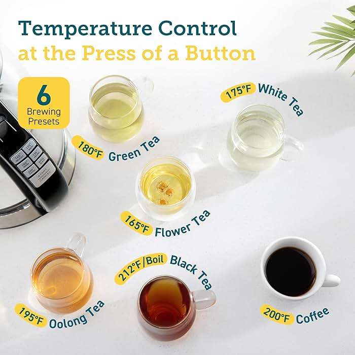 Cosori Electric Kettle Temperature Control with 6 Presets, 60min Keep Warm 1.7L Electric Tea Kettle & Hot Water Boiler, 304 Stainless Steel Filter, Auto-Off & Boil-Dry Protection, BPA Free, Black - Image 2