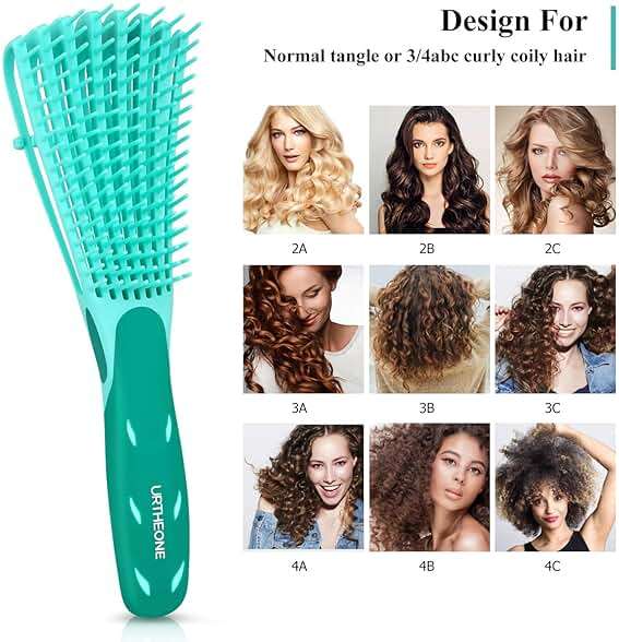 Detangling Hair Brush,Hair Detangler Brush and Wide Tooth Comb Set for Black Natural Curly Wet Dry Thick Straight Long Hair, Afro American Type 3a-4c, Comfortable Grip,Easy to Clean, Durable - Image 4