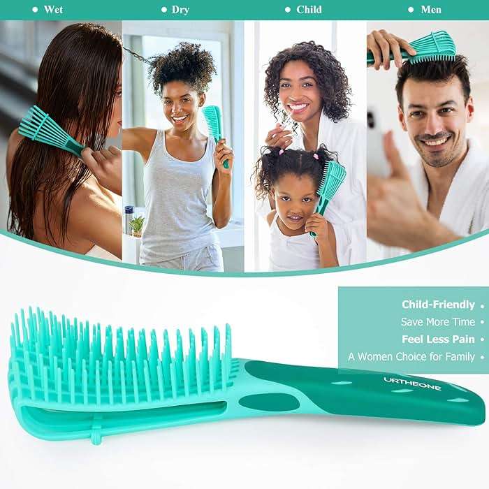 Detangling Hair Brush,Hair Detangler Brush and Wide Tooth Comb Set for Black Natural Curly Wet Dry Thick Straight Long Hair, Afro American Type 3a-4c, Comfortable Grip,Easy to Clean, Durable - Image 5