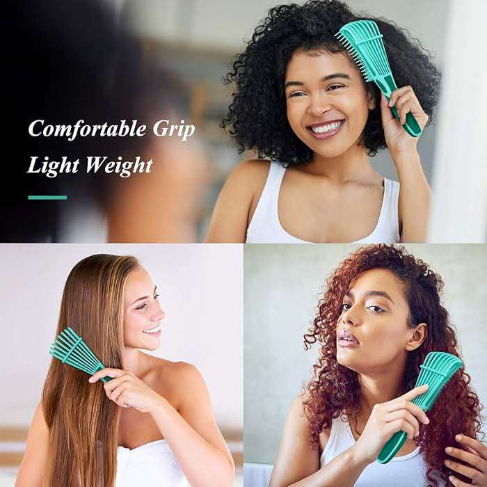 Detangling Hair Brush,Hair Detangler Brush and Wide Tooth Comb Set for Black Natural Curly Wet Dry Thick Straight Long Hair, Afro American Type 3a-4c, Comfortable Grip,Easy to Clean, Durable - Image 7