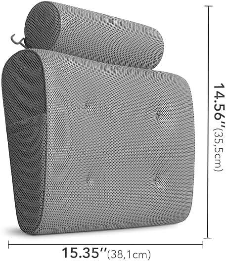 Everlasting Comfort Luxury Bath Pillows for Tub with Head and Neck Support - Non-Slip Bathtub Pillow with Suction Cups, Quick-Drying Mesh & Drying Hook - Jacuzzi & Spa Accessories for Women - Gray - Image 2