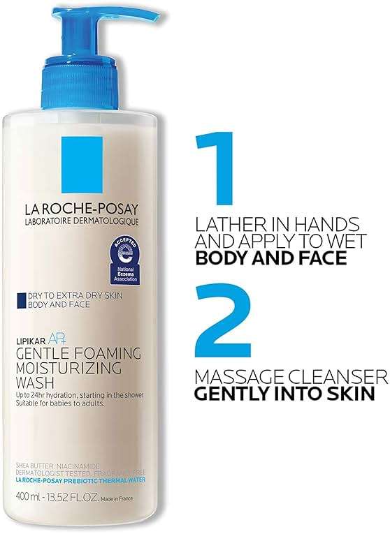 La Roche-Posay Lipikar AP+ Gentle Foaming Moisturizing Wash, Shea Butter + Niacinamide + Glycerin, Moisturizing Body Wash For Dry Skin, National Eczema Association Accepted, Dermatologist Tested​ - Image 7
