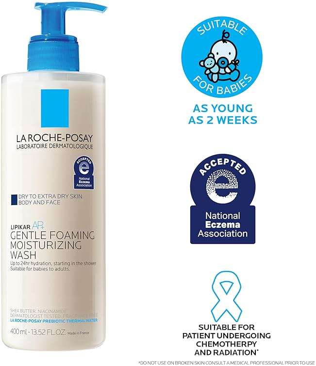 La Roche-Posay Lipikar AP+ Gentle Foaming Moisturizing Wash, Shea Butter + Niacinamide + Glycerin, Moisturizing Body Wash For Dry Skin, National Eczema Association Accepted, Dermatologist Tested​ - Image 9