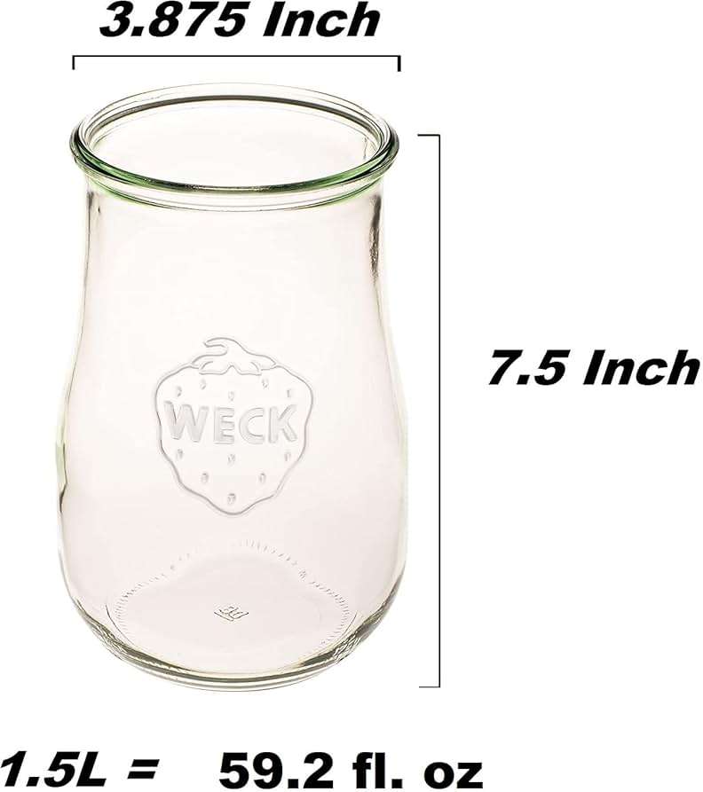 Weck Jars - Weck Tulip Jars 1.5 Liter- Large Glass Jars for Sourdough - Starter Jar with Glass Lid - Wide Mouth - Suitable for Canning and Storage - (1 Jar) - Image 3