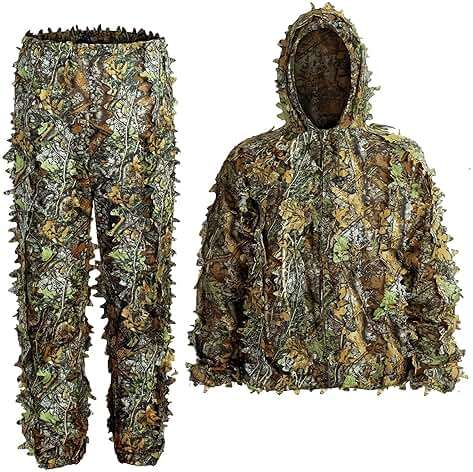 LYLPYHDP Kids & Adults Ghillie Suit, 3D Leafy Camouflage Clothing, Camo Suit for Turkey Hunting for Outdoor Game - Image 1