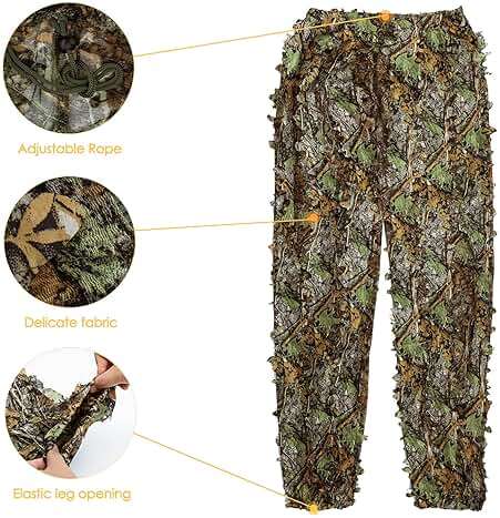 LYLPYHDP Kids & Adults Ghillie Suit, 3D Leafy Camouflage Clothing, Camo Suit for Turkey Hunting for Outdoor Game - Image 3