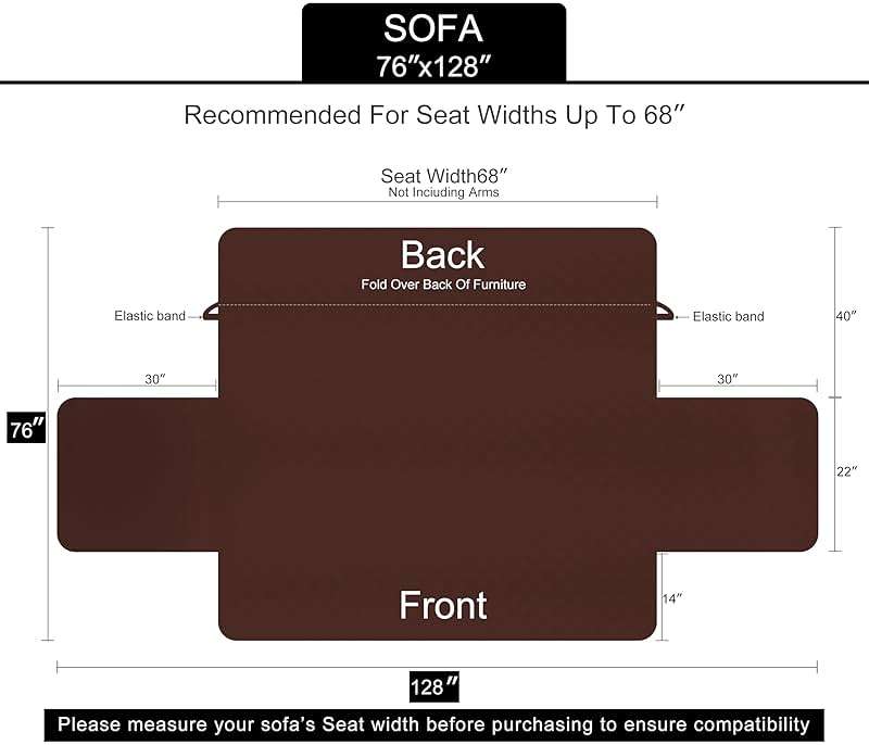 U-NICE HOME Reversible Sofa Cover Washable Couch Cover for Dogs Friendly with Elastic Straps Water Repellent Furniture Protector for 3 Cushion Couch (Sofa, Coffee/Beige) - Image 3