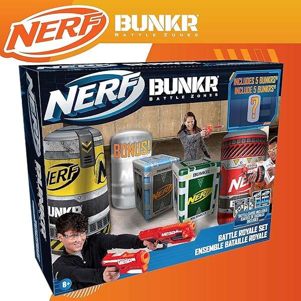 NERF BUNKR Officially Licensed Battle Royale Inflatable Bunker Battlezone - 4 Piece Barricade Set Crates Barrels - Image 3