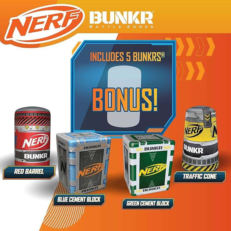 NERF BUNKR Officially Licensed Battle Royale Inflatable Bunker Battlezone - 4 Piece Barricade Set Crates Barrels - Image 6