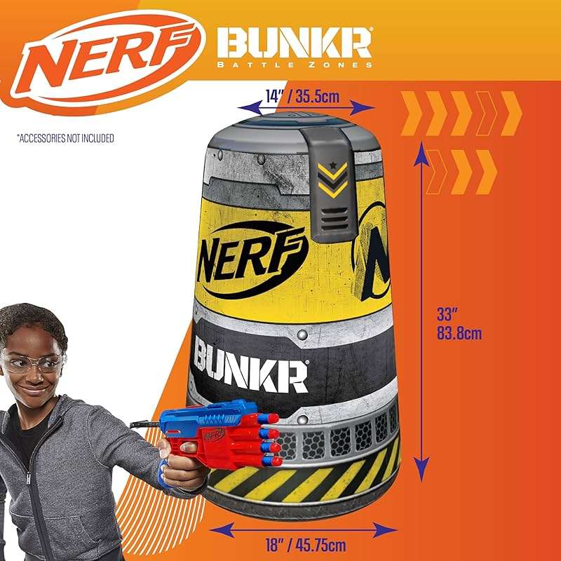 NERF BUNKR Officially Licensed Battle Royale Inflatable Bunker Battlezone - 4 Piece Barricade Set Crates Barrels - Image 7
