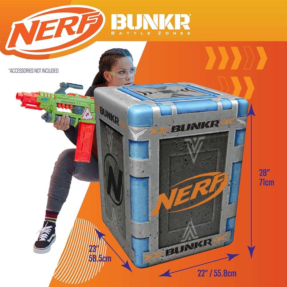 NERF BUNKR Officially Licensed Battle Royale Inflatable Bunker Battlezone - 4 Piece Barricade Set Crates Barrels - Image 8