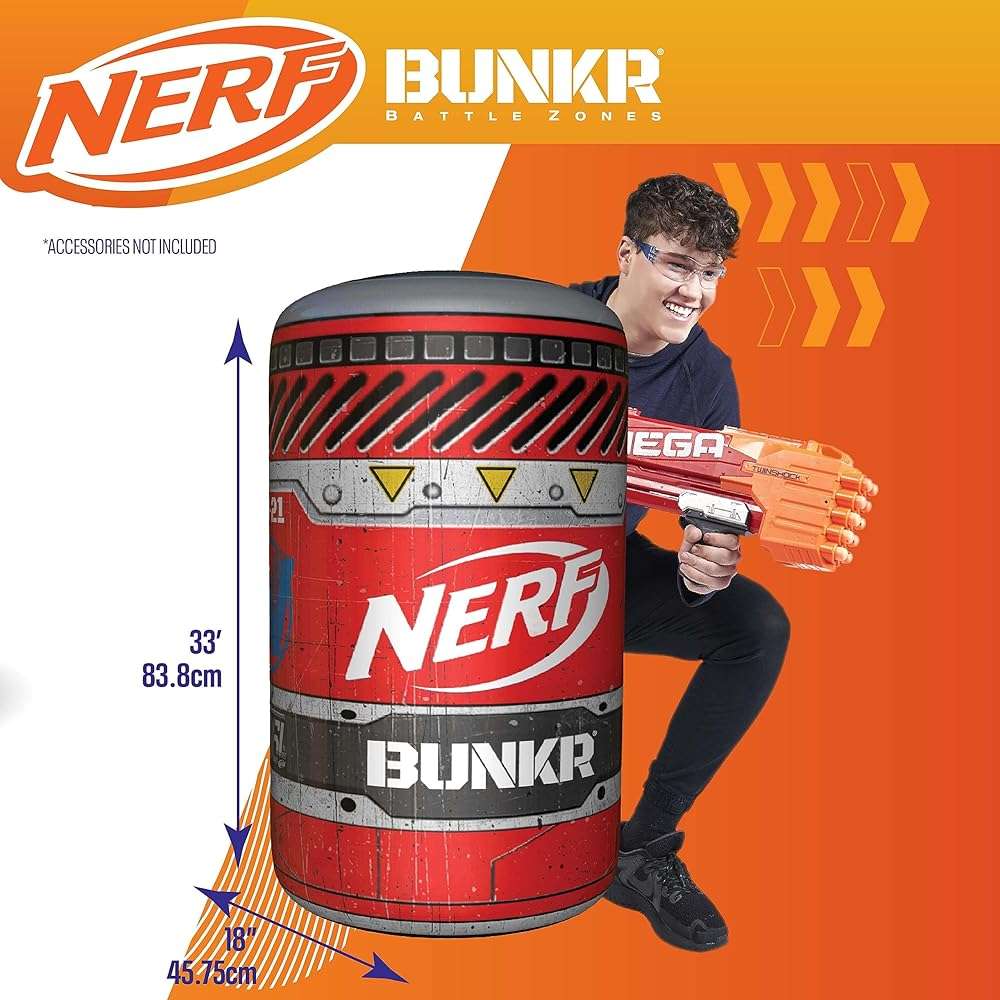 NERF BUNKR Officially Licensed Battle Royale Inflatable Bunker Battlezone - 4 Piece Barricade Set Crates Barrels - Image 9