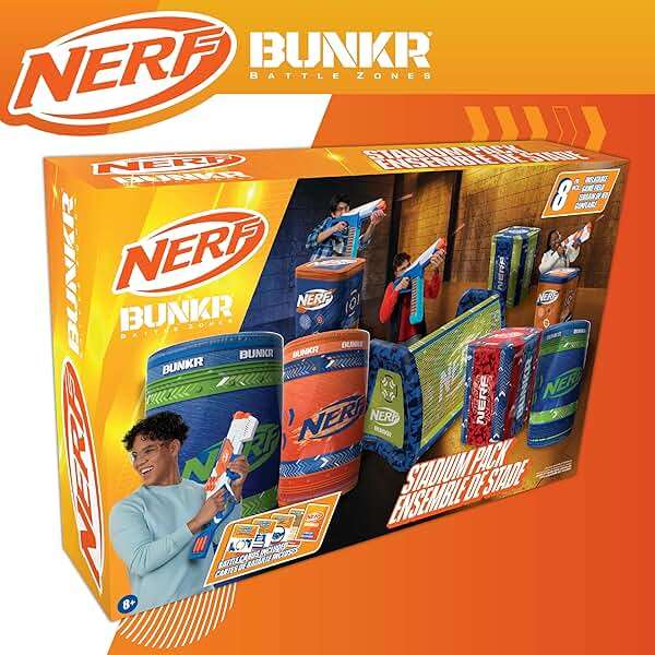 BUNKR Battle Zones NERF NERF Stadium Pack – 8-Piece Inflatable Barricade Shield Bunker Set for War, Laser Tag, Foam Dart Blasters, Gel Blasters, Water Blasters & Outdoor Battle Play - Image 3