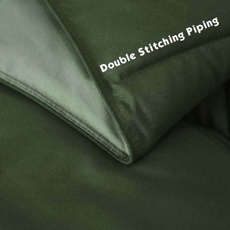 HIG 3pc Green Queen Size Comforter Set - All Season Reversible Down Alternative Bedding Comforter Set - Quilted Duvet Insert with Corner Tabs - Box Stitched Blanket - Breathable, Soft, Fluffy - Image 6