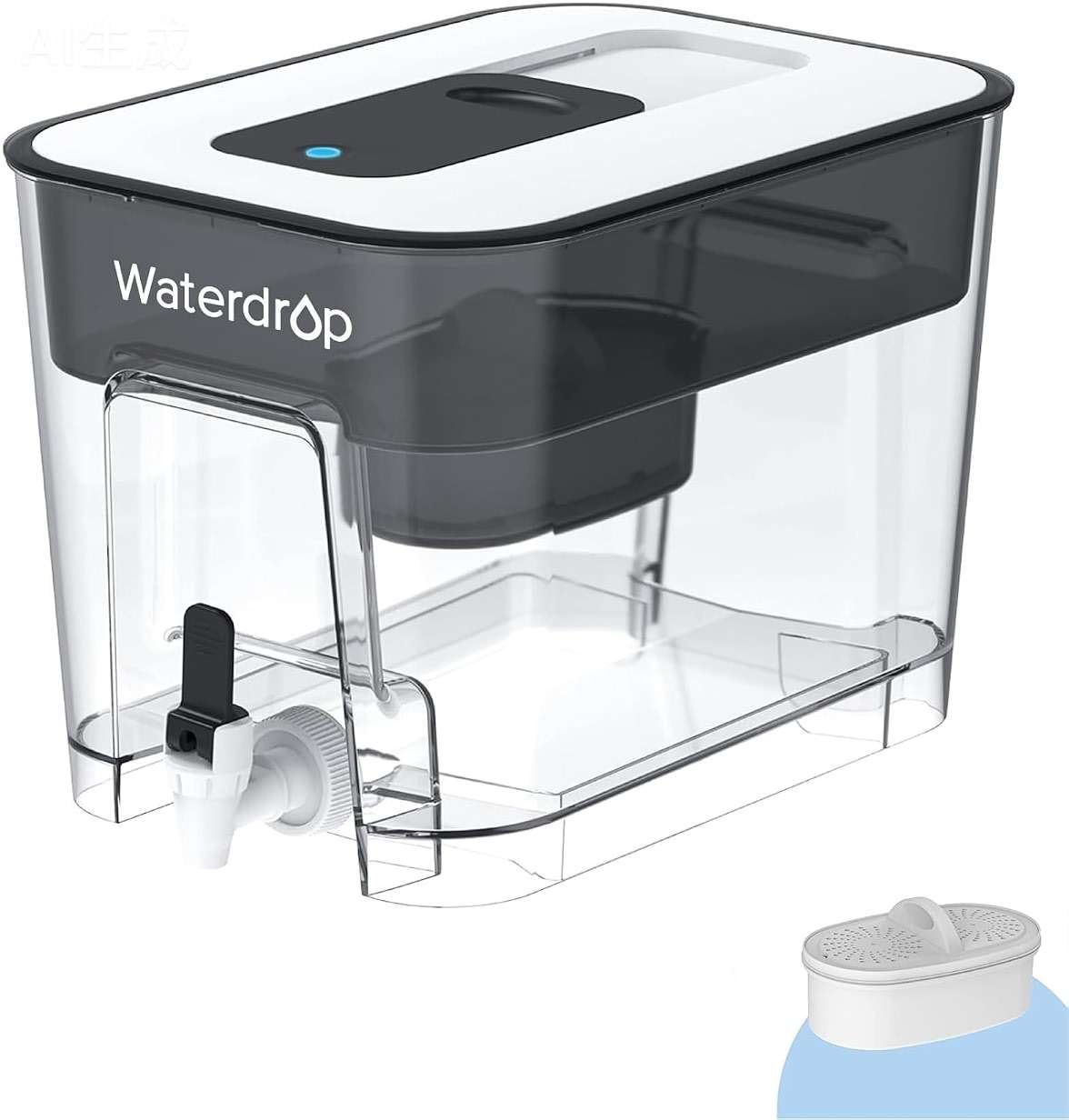 Waterdrop WFD-22L Large Water Filter Dispenser, 40-Cup Water Filter Pitcher, 200-Gallon Long-Life, Reduces Chlorine, PFOA/PFOS and More, BPA Free, Black - Image 1