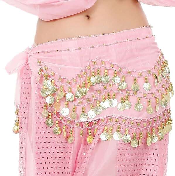 Lauthen.S 128 Coins Belly Dance Hip Scarf Tribal Belt Halloween Genie Costume Accessory - Image 1