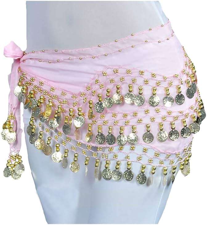 Lauthen.S 128 Coins Belly Dance Hip Scarf Tribal Belt Halloween Genie Costume Accessory - Image 2