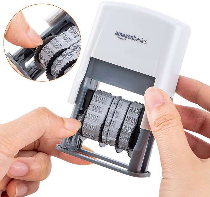 Amazon Basics Self-Inking Date Stamp for Office Documents, Rectangular, 2.56" x 1.69" x 4.13" - Image 4
