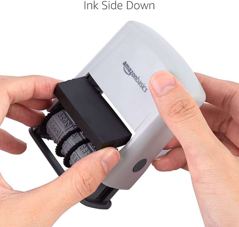Amazon Basics Self-Inking Date Stamp for Office Documents, Rectangular, 2.56" x 1.69" x 4.13" - Image 6