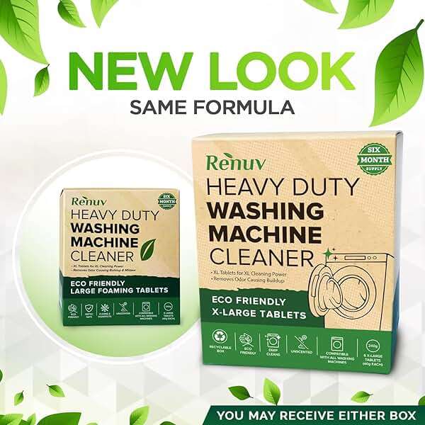 Renuv® Heavy Duty Washing Machine Cleaner Descaler Tablets - for Front Load, Top Load Washer, HE (6 XL Tablets - 6 Months Supply) - Image 9