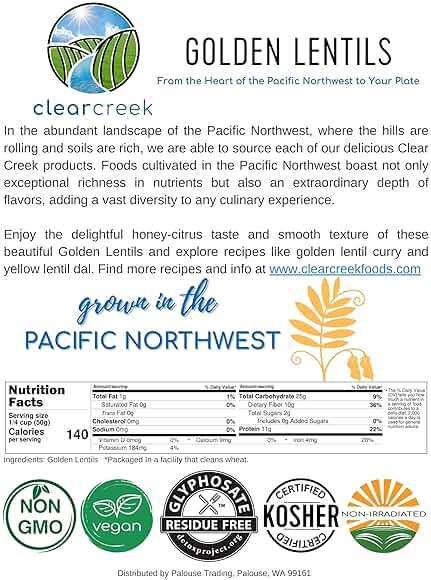 CLEAR CREEK Certified Glyphosate Residue Free Yellow Lentils | 4 lb | Project Non-GMO Verified | Kosher | Vegan - Image 5