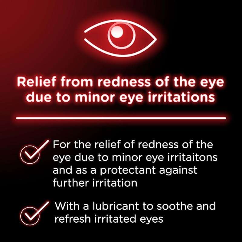 Visine Red Eye Hydrating Comfort Redness Relief and Lubricant Drops to Help Moisturize and Relieve Due to Minor Eye Irritations Fast, Tetrahydrozoline HCl, 0.28 fl. oz - Image 4