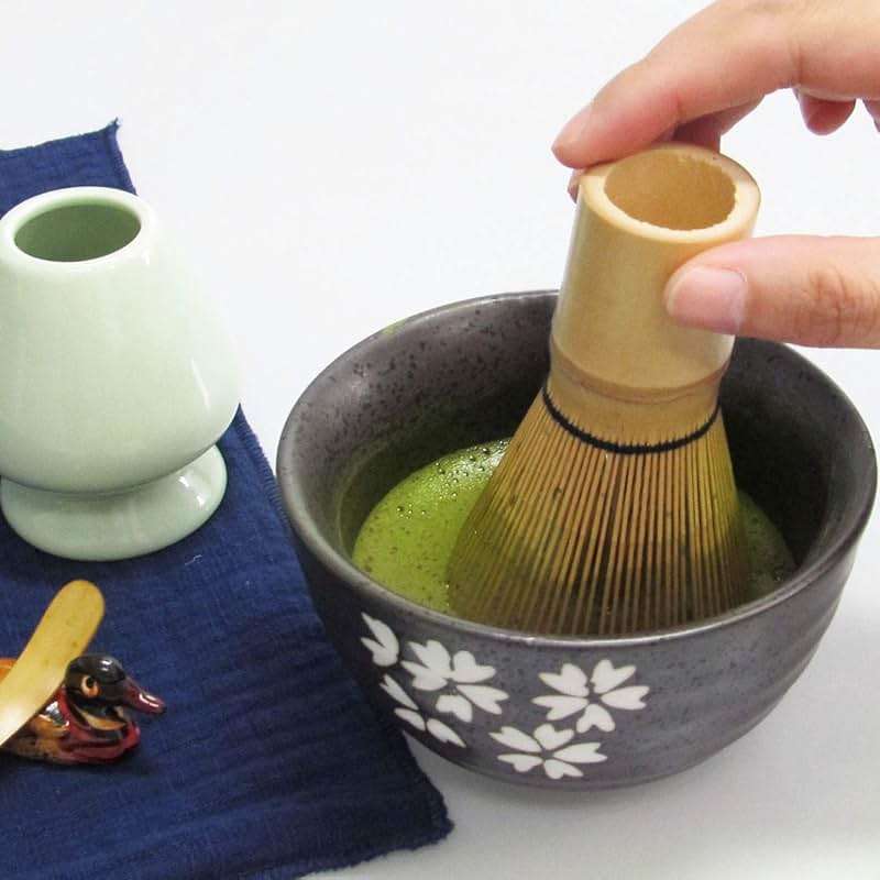 Artcome Japanese Matcha Tea Set, Matcha Whisk, Traditional Scoop, Matcha Bowl, Black Bamboo Tray, Ceramic Whisk Holder, Matcha Caddy, Handmade Matcha Ceremony Kit For Japanese Tea Ceremony (10Pcs) - Image 6