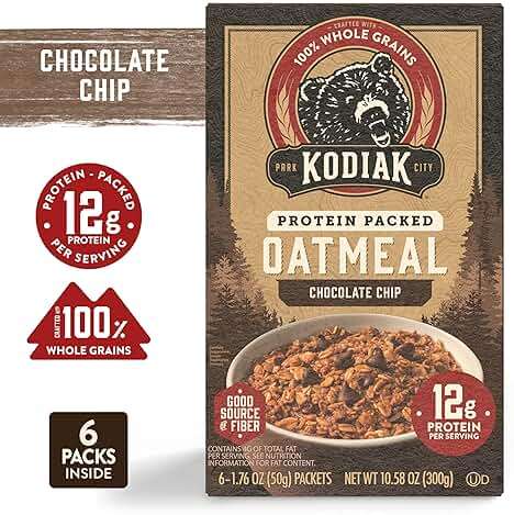 Kodiak Instant Oatmeal Packets, Chocolate Chip, High Protein, 100% Whole Grains, 6 boxes with 6 packets each (36 packets total) - Image 4