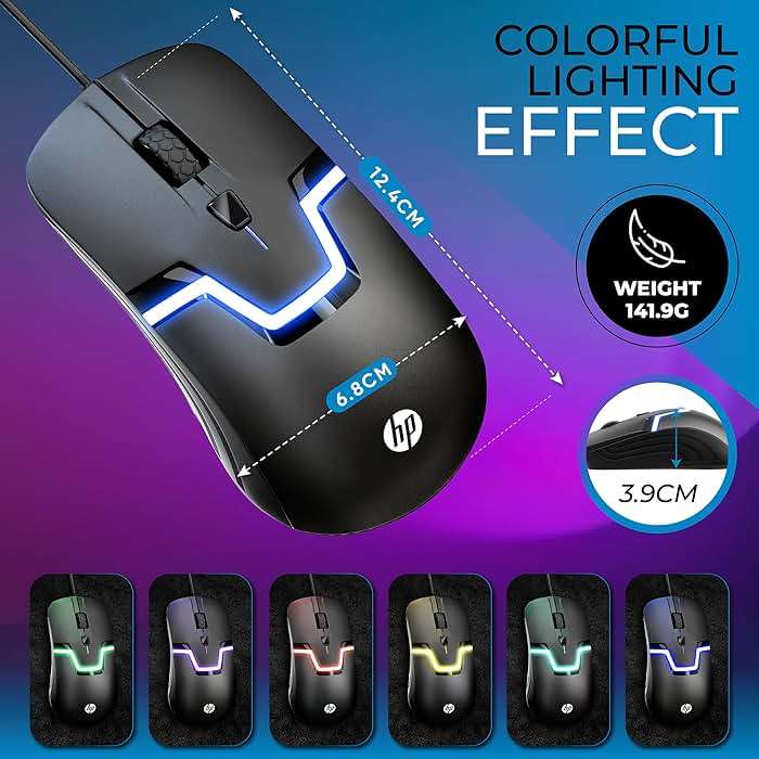 HP Wired RGB Gaming Mouse High Performance Mouse with Optical Sensor, 3 Buttons, 7 Color LED for Computer Notebook Laptop Office PC Home - Image 7
