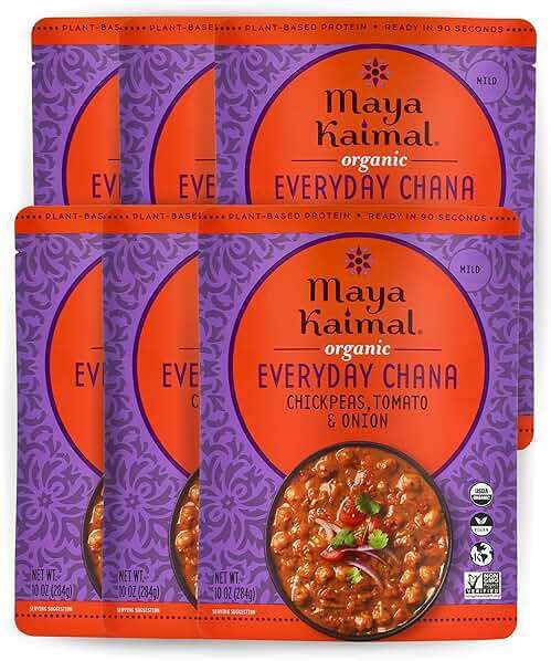 Maya Kaimal Foods - Organic Indian Everyday Chana - 10oz - Fully Cooked with Chickpeas, Tomato & Onion - Vegan - Microwavable - Ready to Eat - Pack of 6 - Image 1