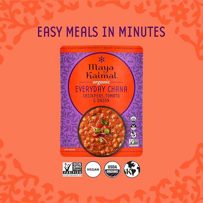 Maya Kaimal Foods - Organic Indian Everyday Chana - 10oz - Fully Cooked with Chickpeas, Tomato & Onion - Vegan - Microwavable - Ready to Eat - Pack of 6 - Image 4