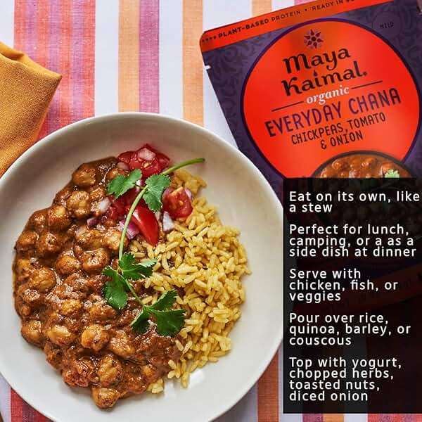 Maya Kaimal Foods - Organic Indian Everyday Chana - 10oz - Fully Cooked with Chickpeas, Tomato & Onion - Vegan - Microwavable - Ready to Eat - Pack of 6 - Image 5