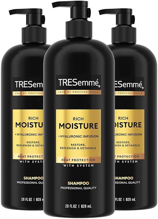 TRESemmé Rich Moisture Hydrating Shampoo 3 Count for Dry Hair Formulated With Pro Style Technology 28 Fl Oz - Image 1