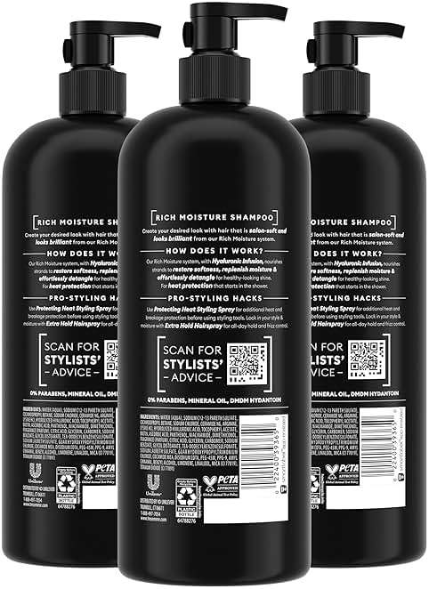 TRESemmé Rich Moisture Hydrating Shampoo 3 Count for Dry Hair Formulated With Pro Style Technology 28 Fl Oz - Image 2