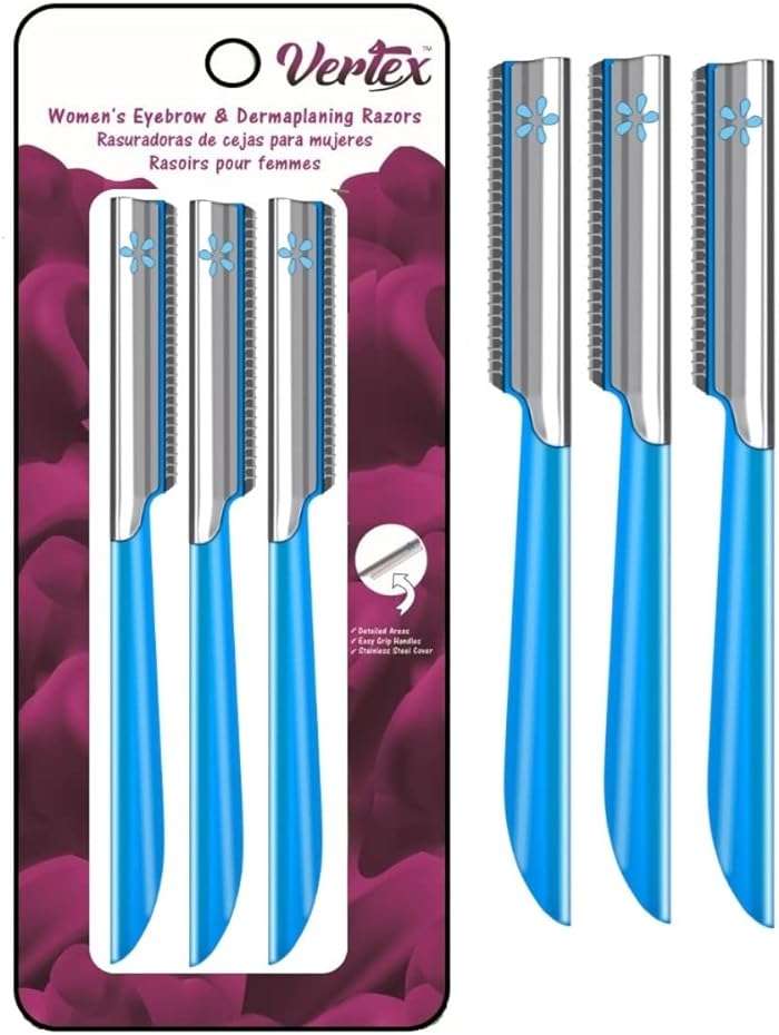 Facial Razor Hair Removal - Dermaplaning Tool Peach Fuzz Remover Trimmer Women Remove Fine Hair Blue Eyebrow Razors Dermaplane Face Shavers Exfoliating Sensitive Skin Travel Essential - Image 1