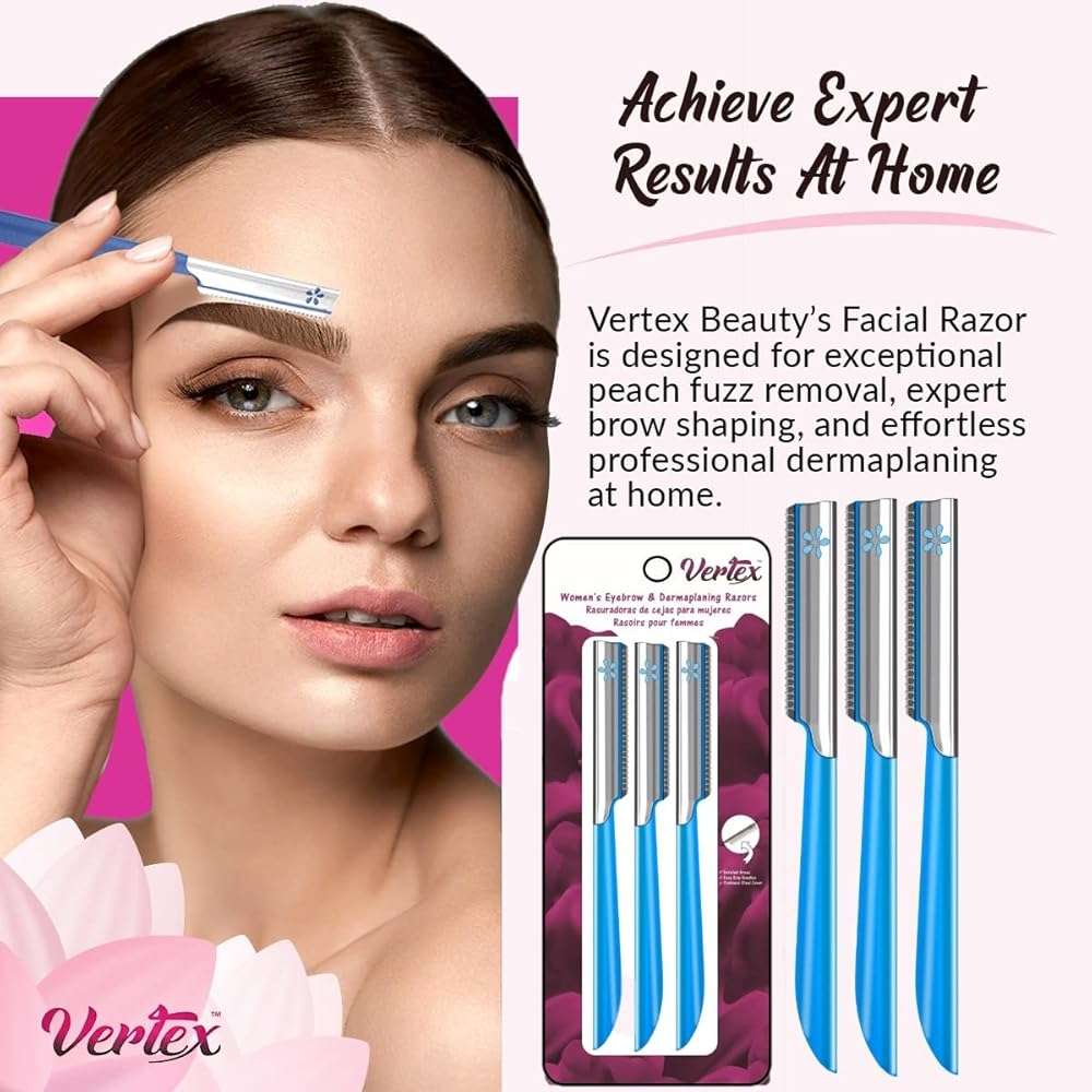 Facial Razor Hair Removal - Dermaplaning Tool Peach Fuzz Remover Trimmer Women Remove Fine Hair Blue Eyebrow Razors Dermaplane Face Shavers Exfoliating Sensitive Skin Travel Essential - Image 2