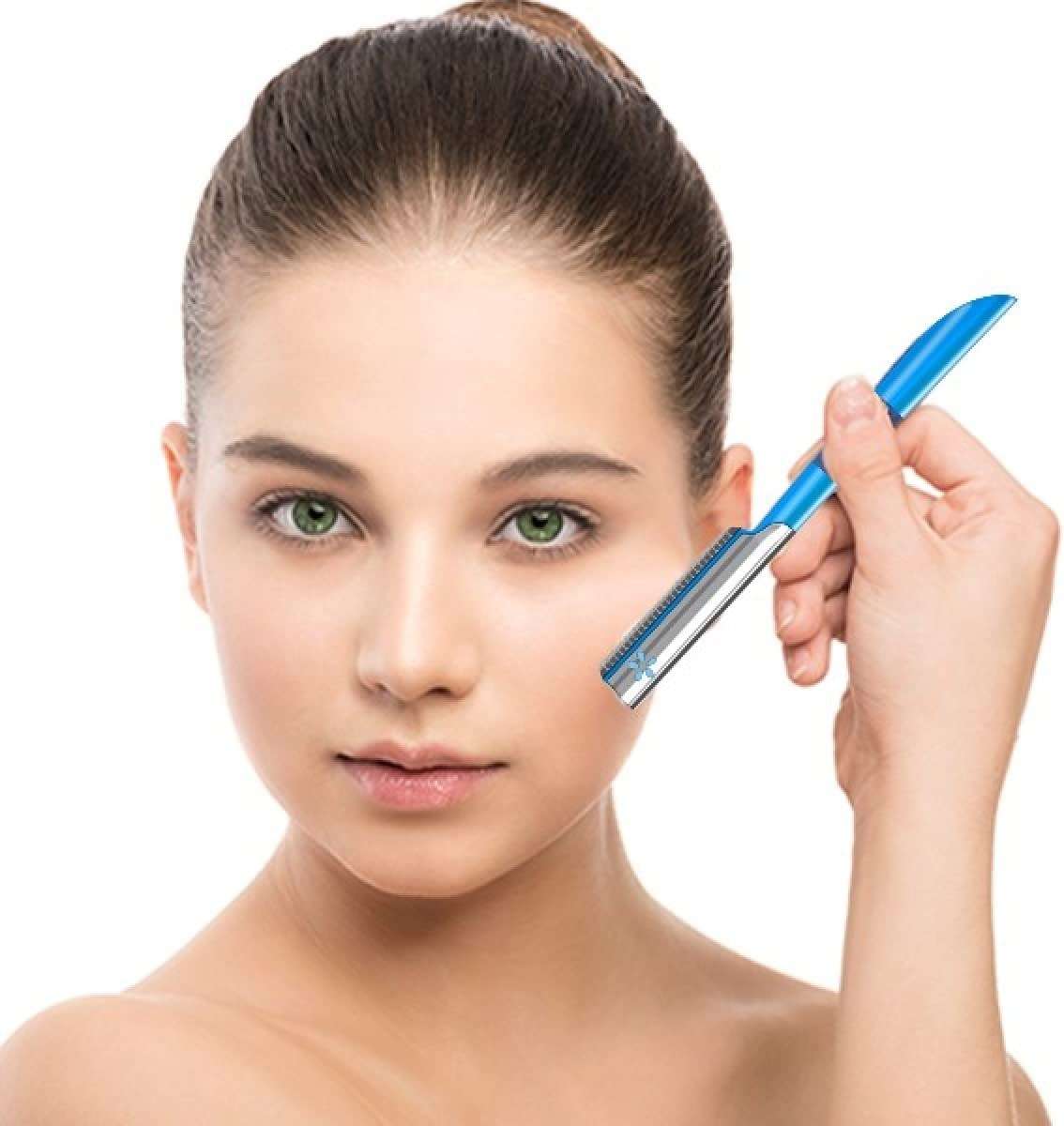 Facial Razor Hair Removal - Dermaplaning Tool Peach Fuzz Remover Trimmer Women Remove Fine Hair Blue Eyebrow Razors Dermaplane Face Shavers Exfoliating Sensitive Skin Travel Essential - Image 7
