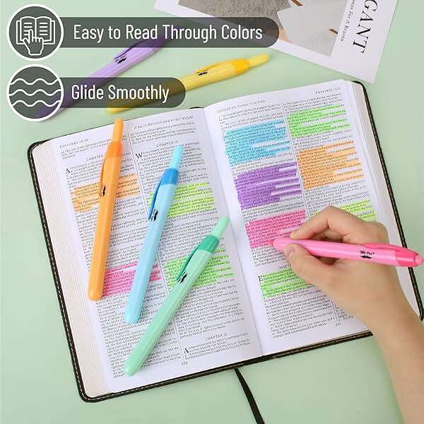 Mr. Pen- Retractable Highlighters, 6 Pack, Bright Colors, Chisel Tip Highlighter Marker Set, Click Highlighter Markers for Classroom, Journaling, Study Supplies, No Bleed On Standard Pages - Image 4