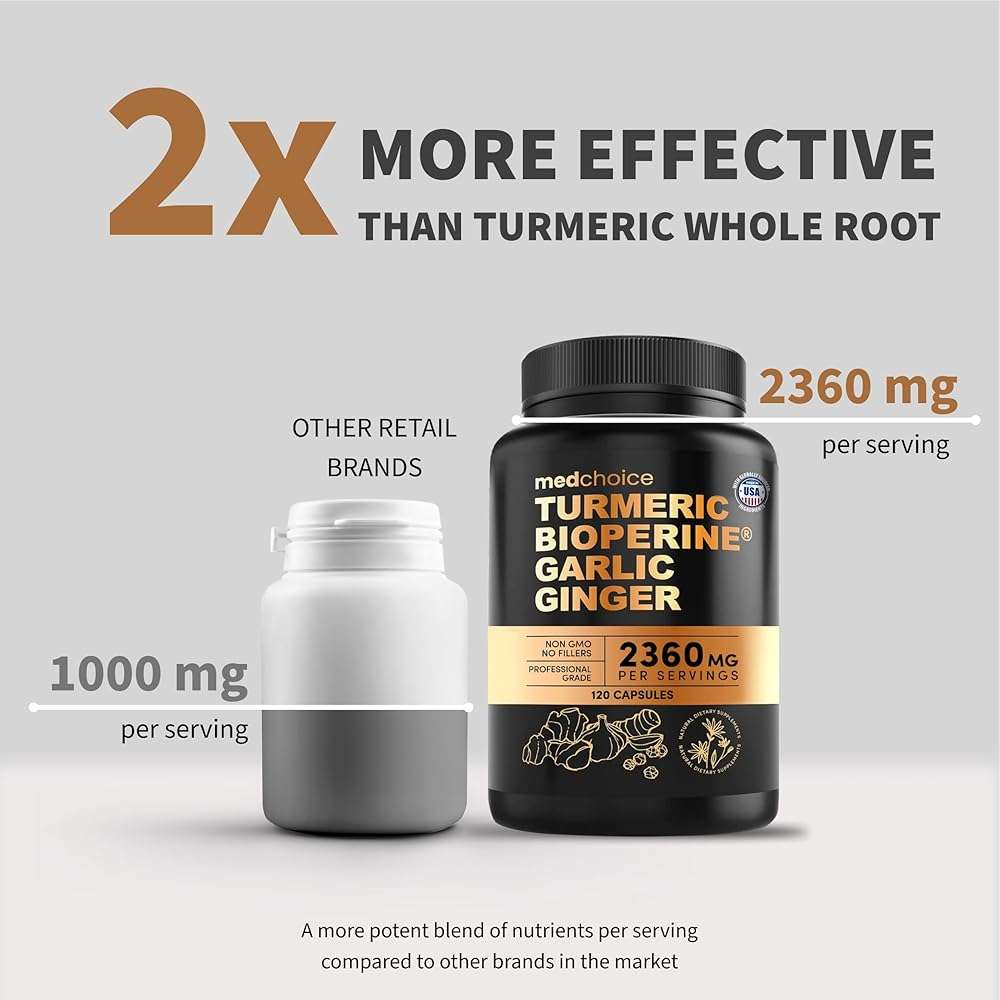 4-in-1 Turmeric Joint Support Supplements with Garlic and BioPerine - 2360 mg High Potency Herbal Blend for Mobility, Everyday Flexibility, Digestive Comfort, and Active Aging Support (120ct) - Image 2
