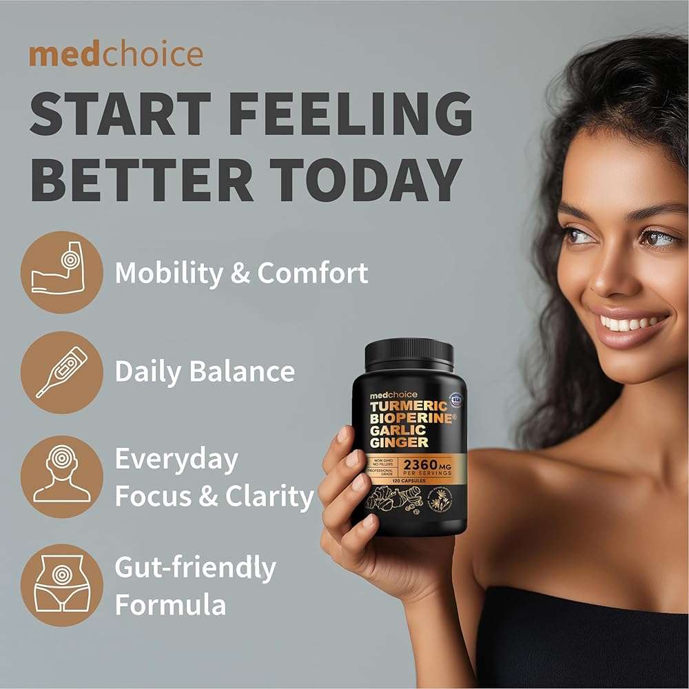 4-in-1 Turmeric Joint Support Supplements with Garlic and BioPerine - 2360 mg High Potency Herbal Blend for Mobility, Everyday Flexibility, Digestive Comfort, and Active Aging Support (120ct) - Image 4