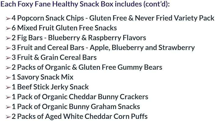 Foxy Fane 60-Count Healthy Snack Box Care Package, Variety Pack of 60 Individually Wrapped Sweet and Savory Snacks, Assorted Gift Basket for Office, College, School, Kids, Family and Friends - Image 4