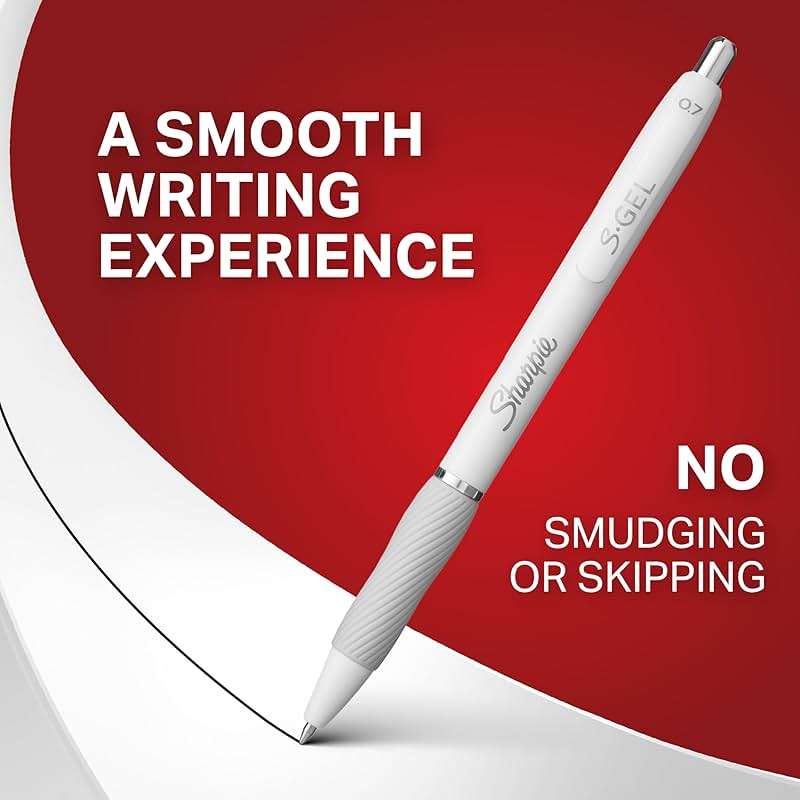 Sharpie S-Gel Gel Pens, Pearl White Body, Black Ink, Medium Point (0.7mm), 12 Count - For Journaling, Writing, Note-Taking, School, Office Supplies - Image 5