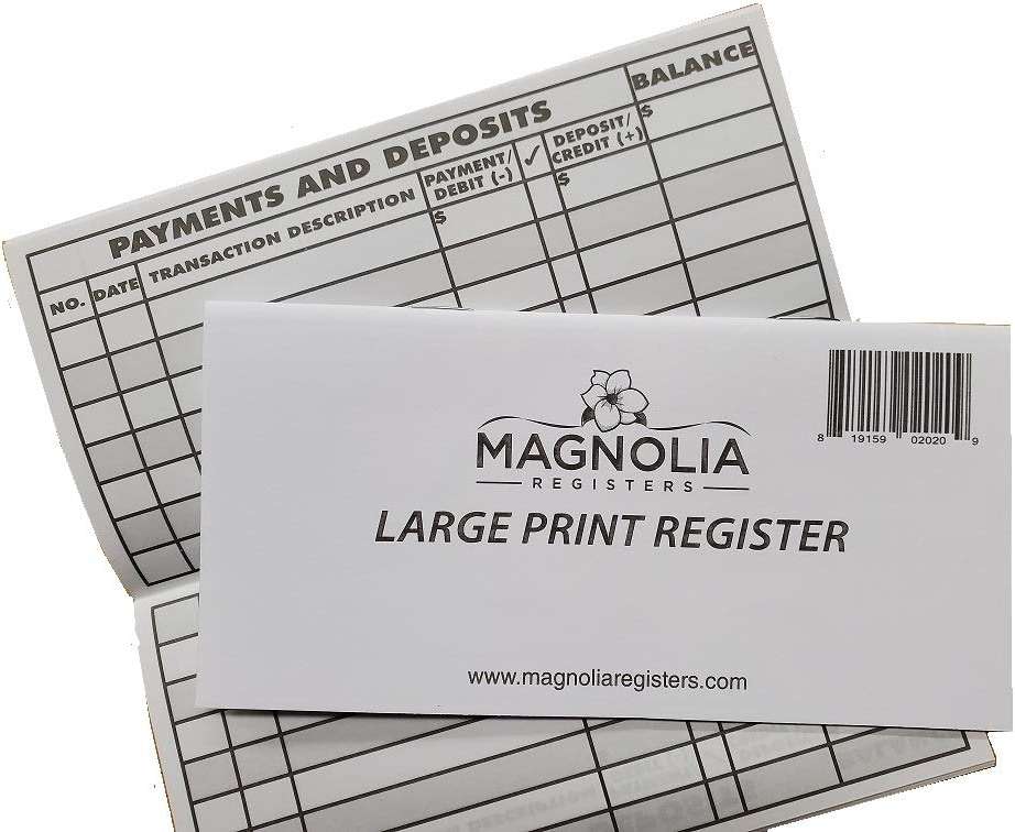10 Pack Large Print Low Vision Checkbook Registers, 3" x 6", Check Registers for Personal Checkbooks - Image 1